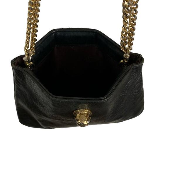 Ruth Saltz Vintage Black Leather Chain Cougar Shoulder Bag - Picture 7 of 9